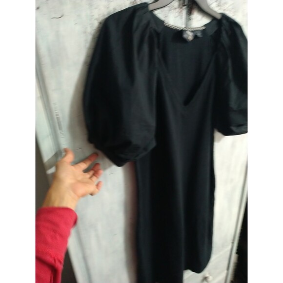 Maeve Puff Sleeve V neck Anthropologie Dress Medium Black Boho Cottage Core - Picture 5 of 10